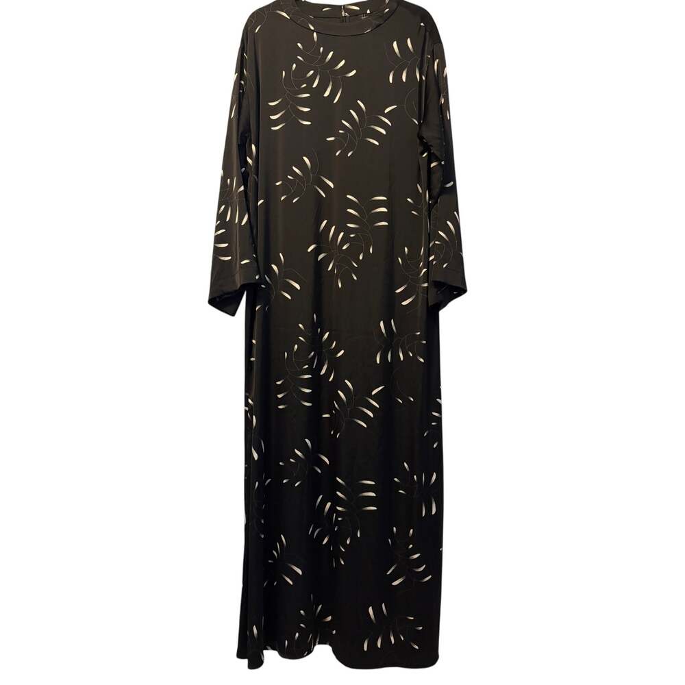 Uniqlo Hana Tajima Black White Printed Long Sleeve Maxi Dress Women's size L